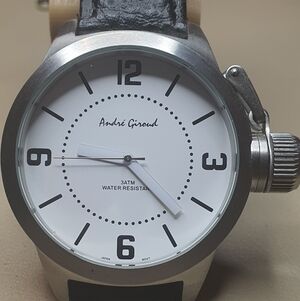 Andre Giroud AG305048 Silver/White Leather Men's Watch